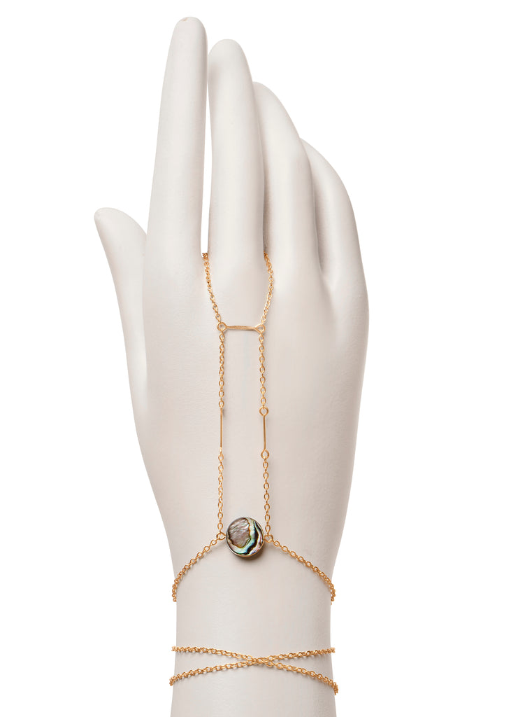 Center Point Abalone Hand Chain - Goldish