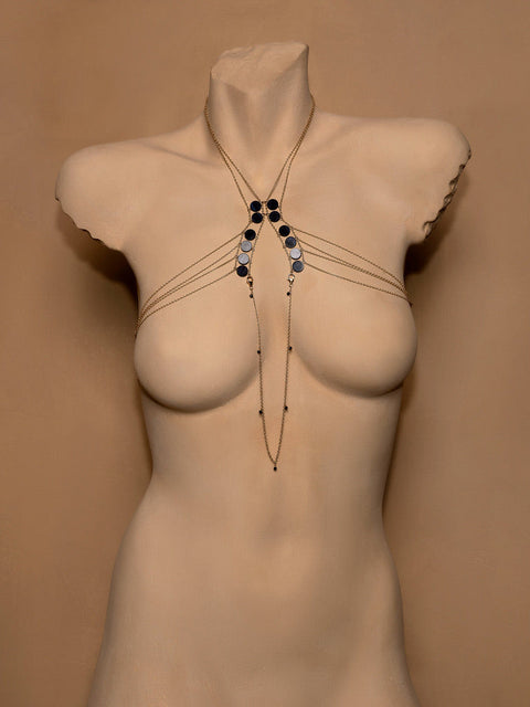 Circle Stone Womb Body Chain - Goldish
