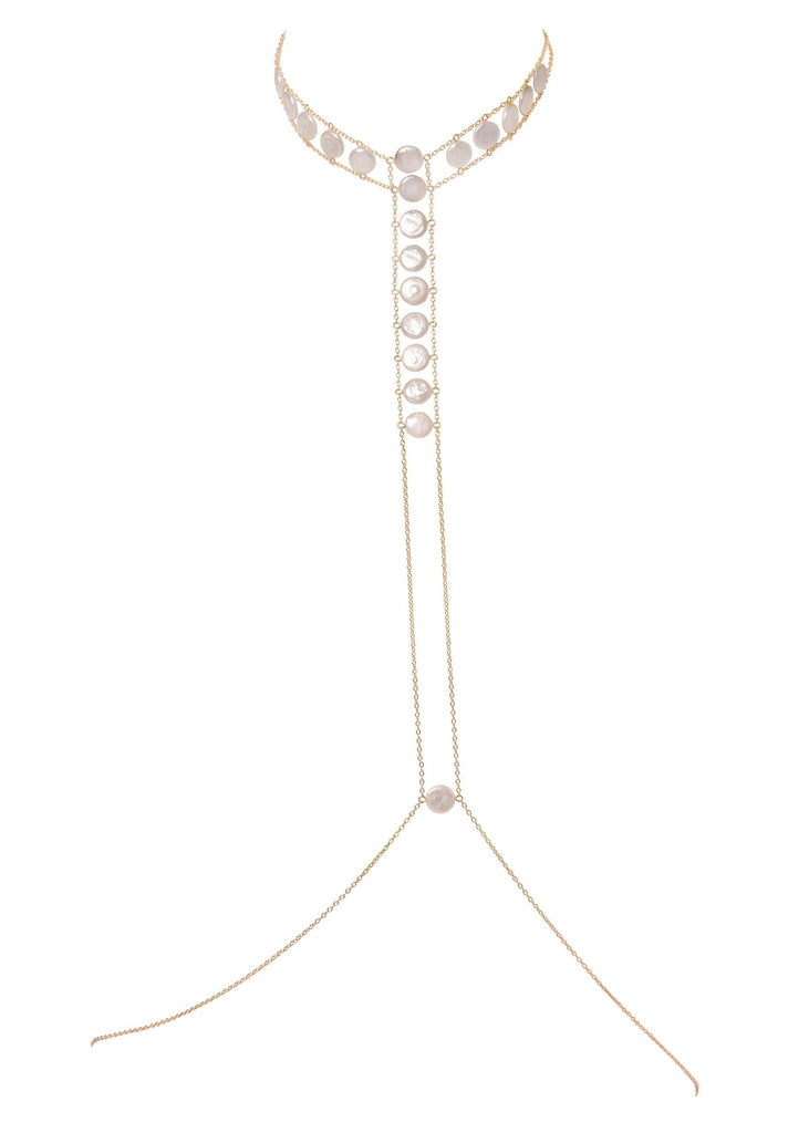 Pearl Queen Crown Choker - Goldish