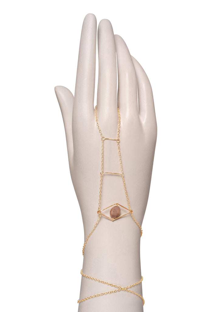 Gemstone Cupid's Eye Handchain - Goldish
