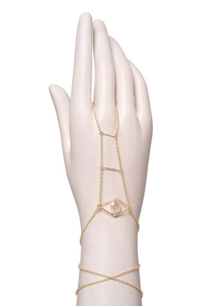 Gemstone Cupid's Eye Handchain - Goldish