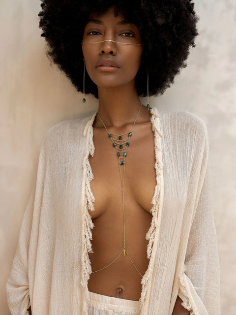 Tree of Life Gemstone Body Chain - Goldish