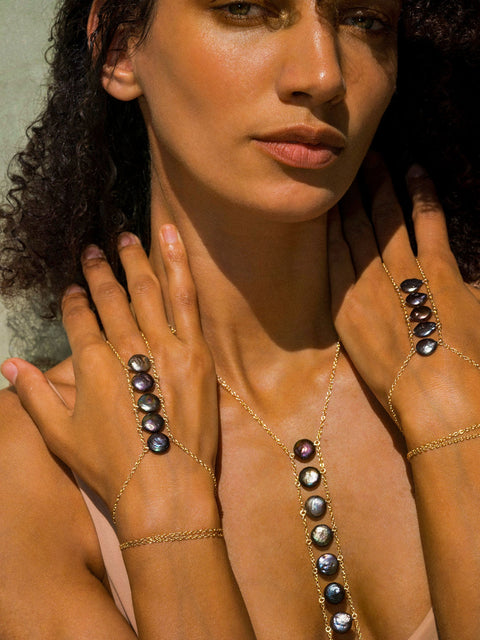 Black Pearl Ladders to Bliss Handchain - Goldish