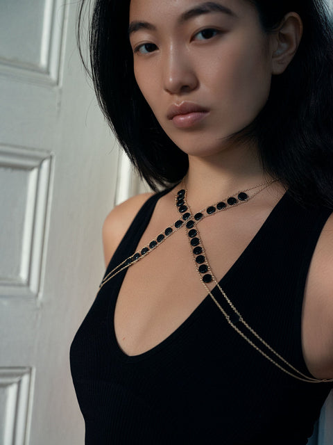 Circle Stone Master Bodychain - Goldish