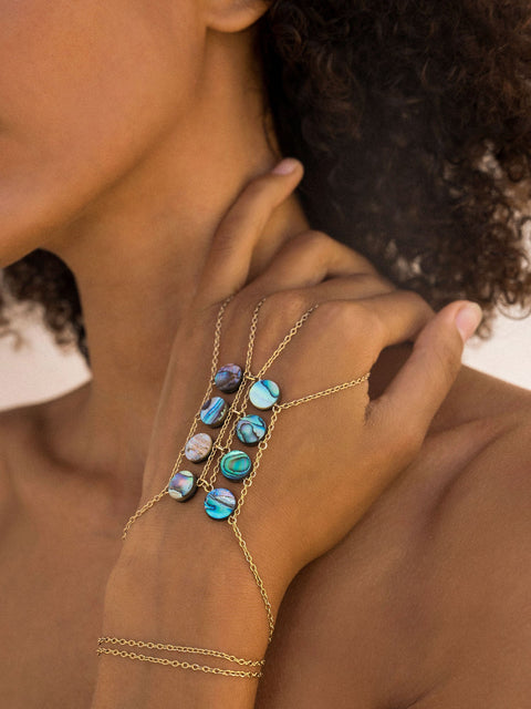 Abalone Double Ladders to Bliss Handchain - Goldish