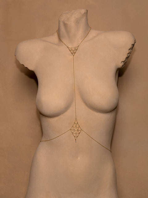 Receptivity Pearl Body Chain - Goldish
