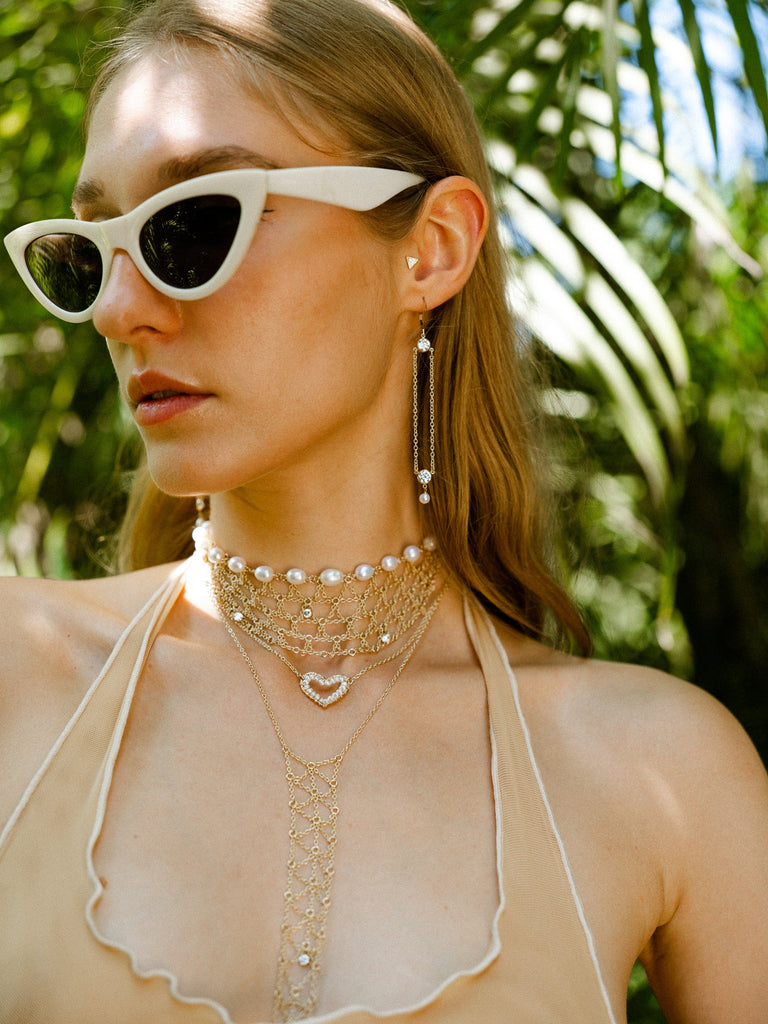 Heart Choker Necklace - Goldish