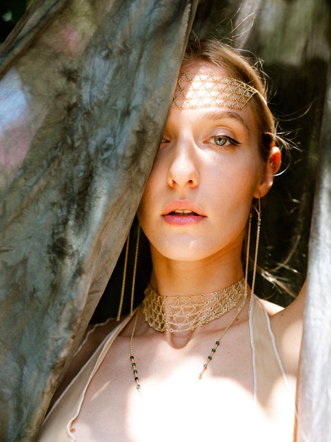 Mesh Choker & Face Mask - Goldish