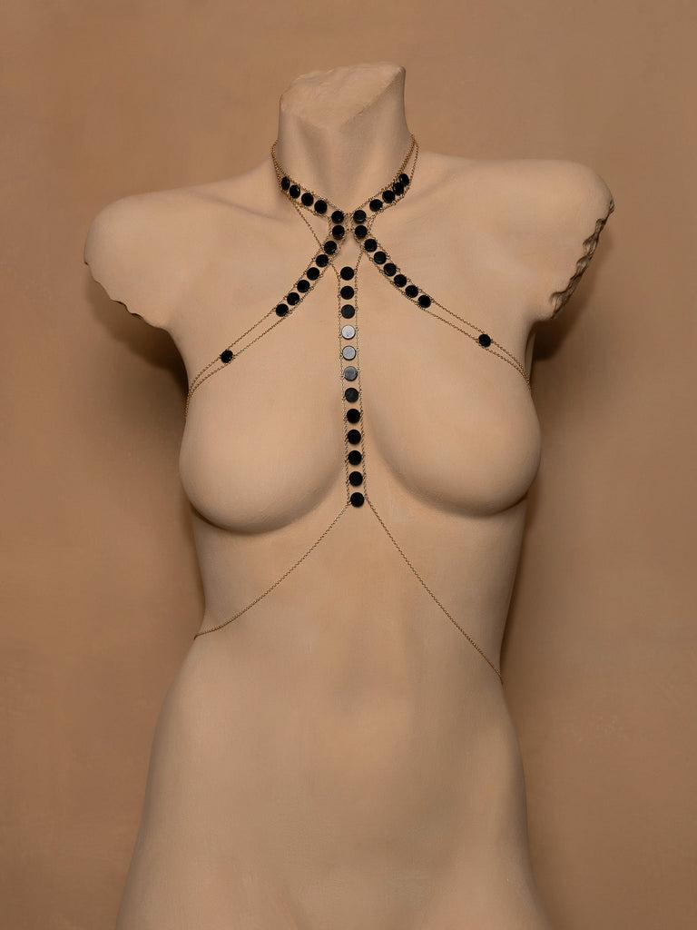 Circle Stone Master Bodychain - Goldish