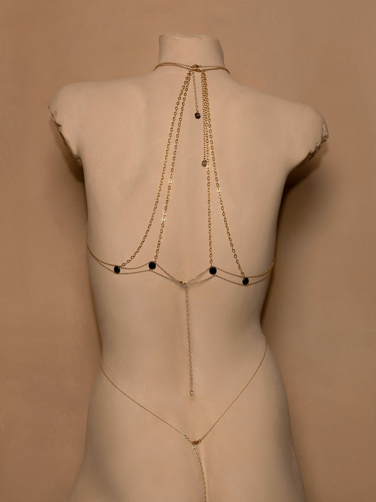 Circle Stone Master Bodychain - Goldish