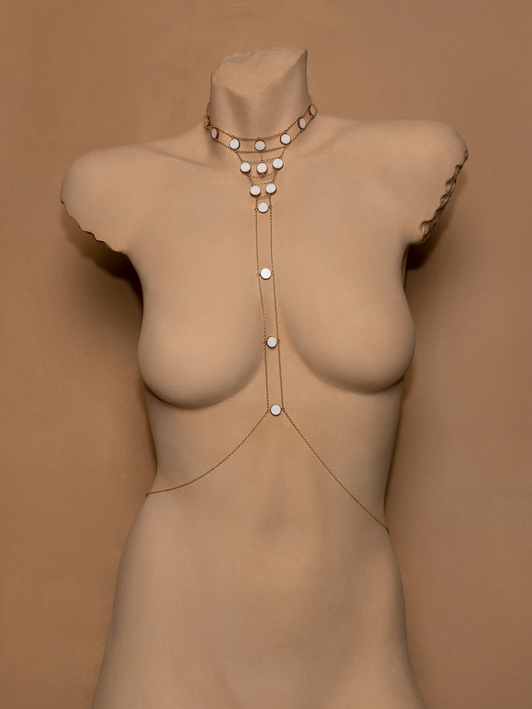 Tree of Life Choker Body Chain - Large Stone - Goldish