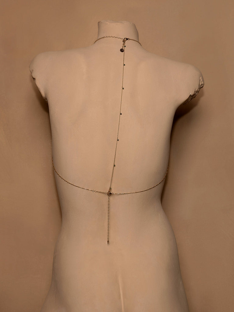 Crystal Vine Back Chain / Choker - Goldish