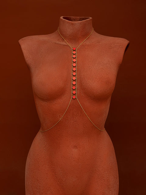 Spine Circle Stone Body Chain - Goldish