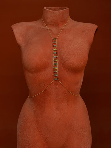 Spine Gemstone Body Chain - Goldish