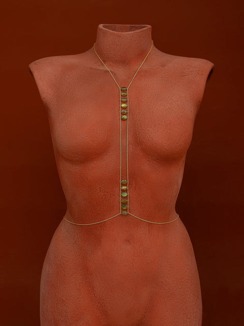 Ladders To Bliss Gemstone Body Chain - Goldish