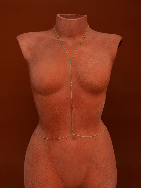 Simplicity Gemstone Body Chain - Goldish