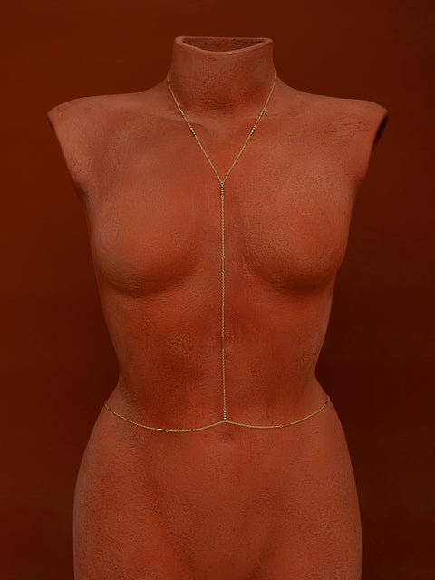 Simplicity Gemstone Body Chain - Goldish