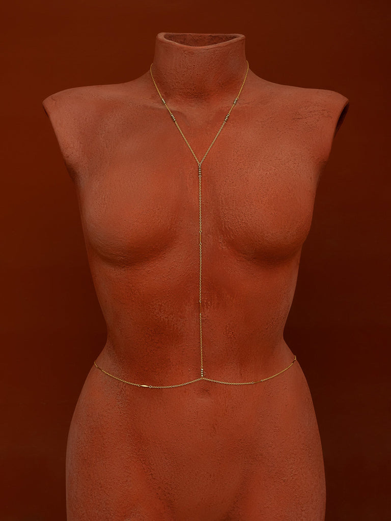 Simplicity Gemstone Body Chain - Goldish