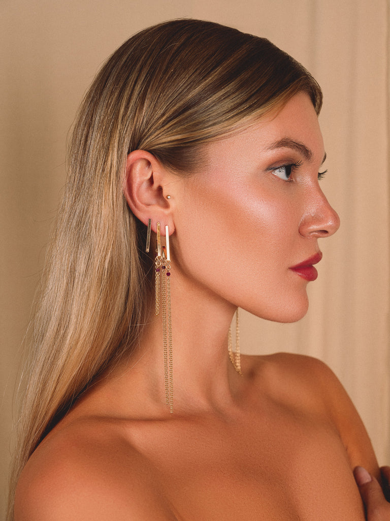 Doublicious Gemstone Earring - Goldish