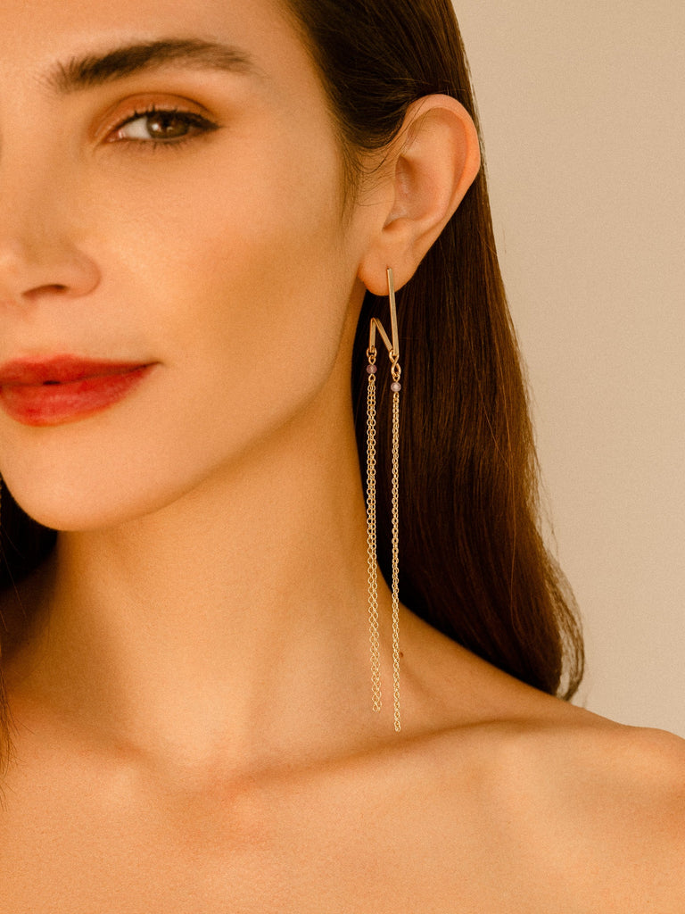 Doublicious Gemstone Earring - Goldish