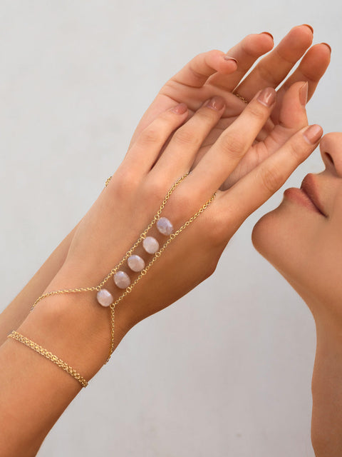 Moonstone Ladders To Bliss Handchain - Goldish