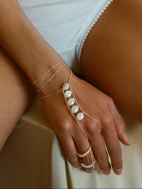 Ladders To Bliss Gemstone Hand Chain - Goldish
