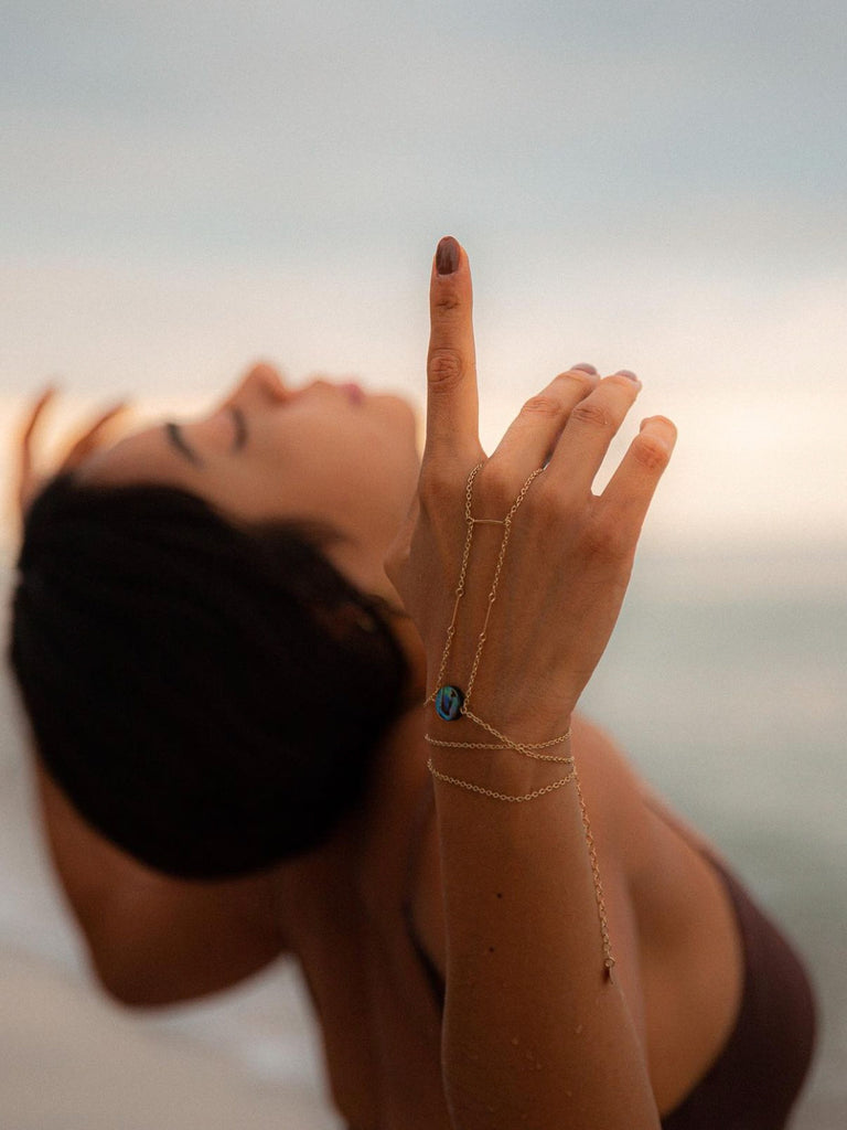 Center Point Abalone Hand Chain - Goldish