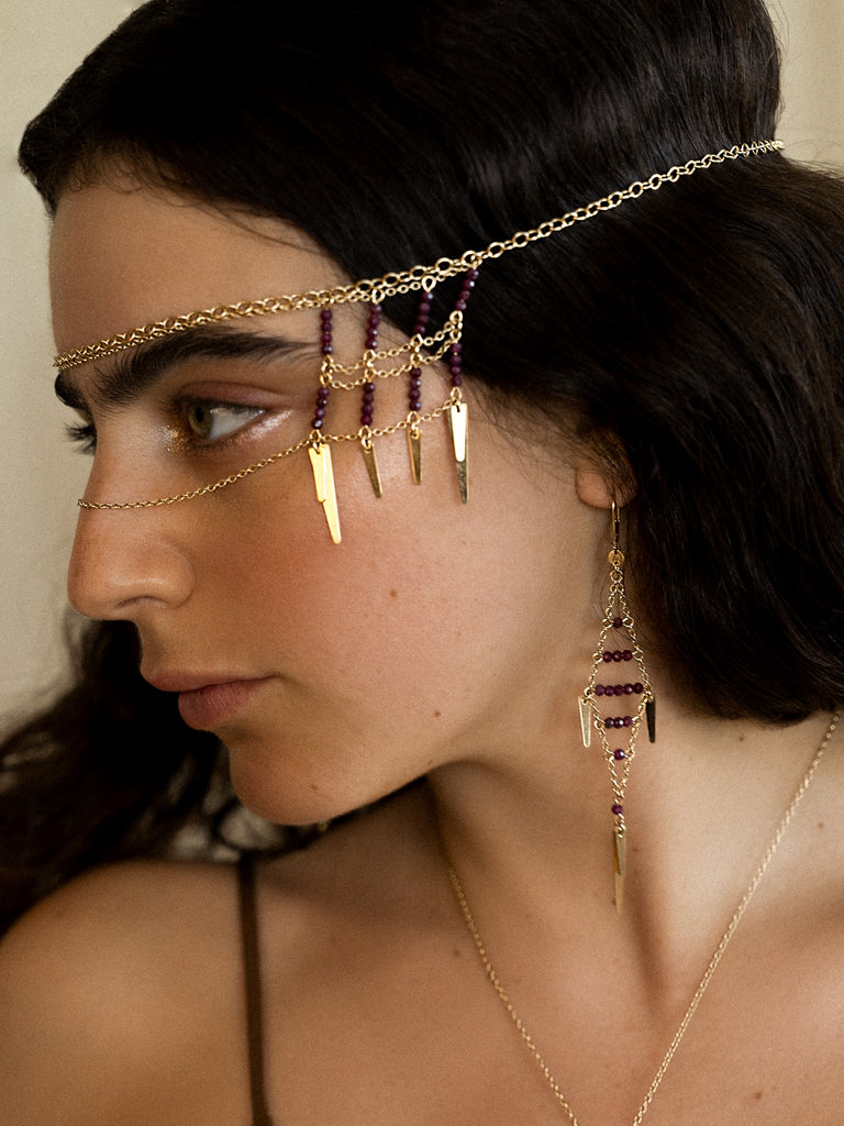 Wings of Desire Face Mask / Necklace / Crown/ face chain - Goldish