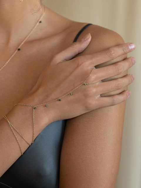 Vine Gemstone Hand Chain - Goldish