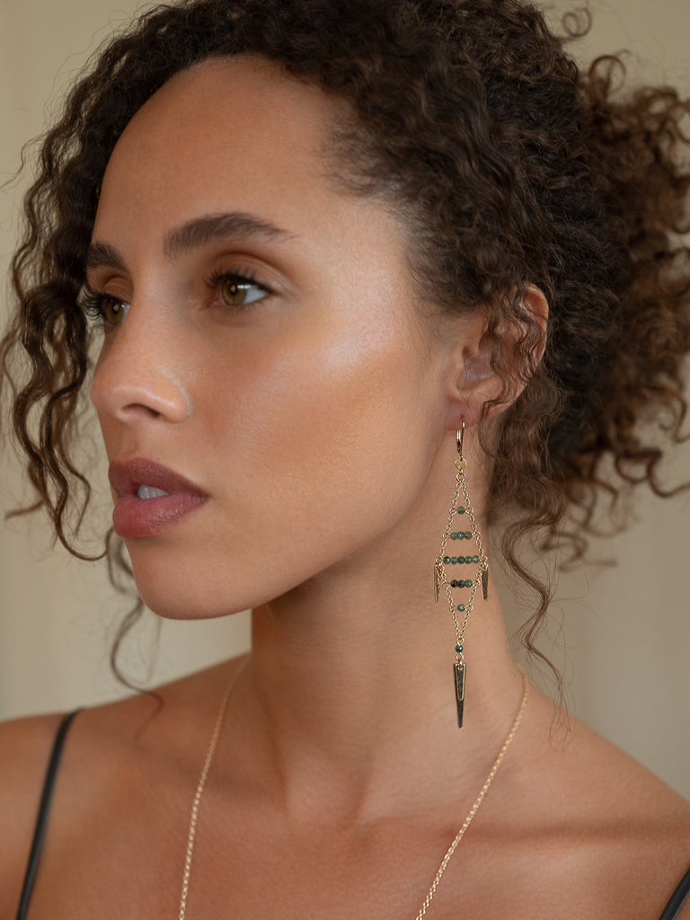 Lucky Fish Gemstone  Earring - Goldish