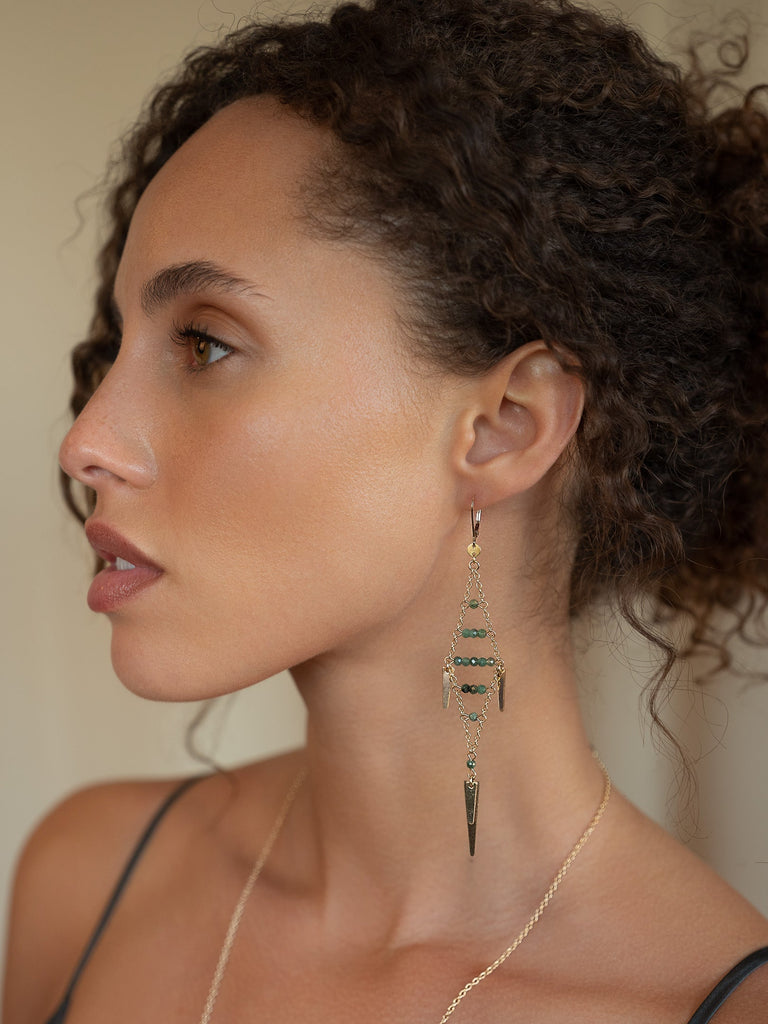 Lucky Fish Gemstone  Earring - Goldish