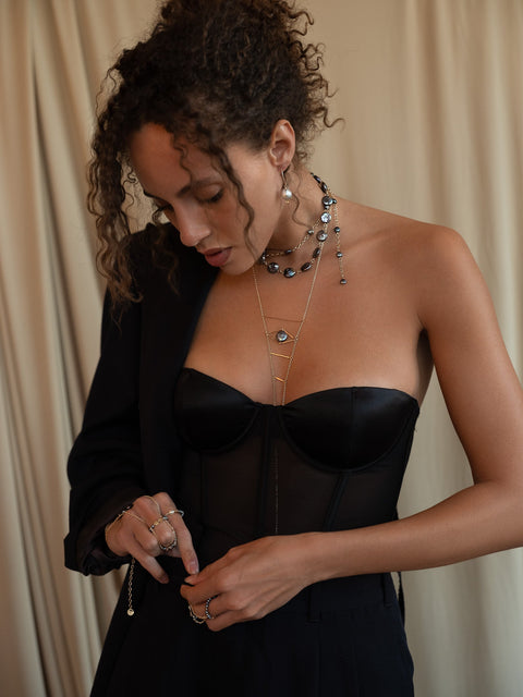 Cupids Eye Pearl Body Chain - Goldish