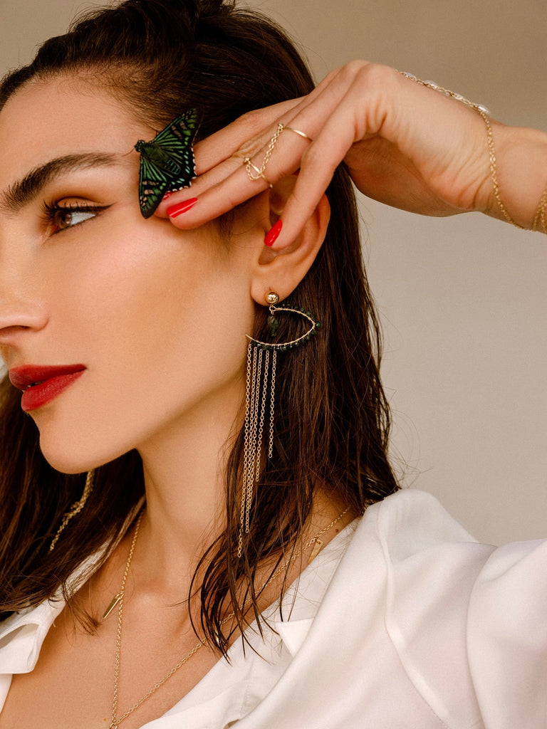 Eye of Ra / Horus Waterfall Earring - Goldish