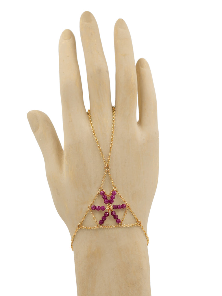 Pyramid Gemstone Hand Chain - Goldish