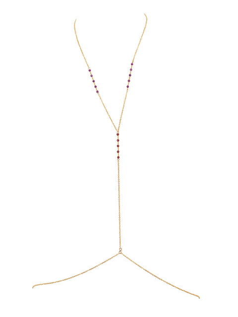 Simplicity Balancing Bars Gemstone Body Chain - Goldish