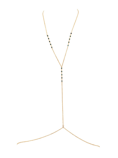 Simplicity Balancing Bars Gemstone Body Chain - Goldish