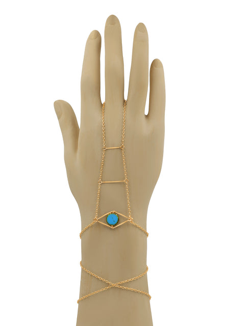 Cupid's Eye Circle Stone Hand Chain - Goldish