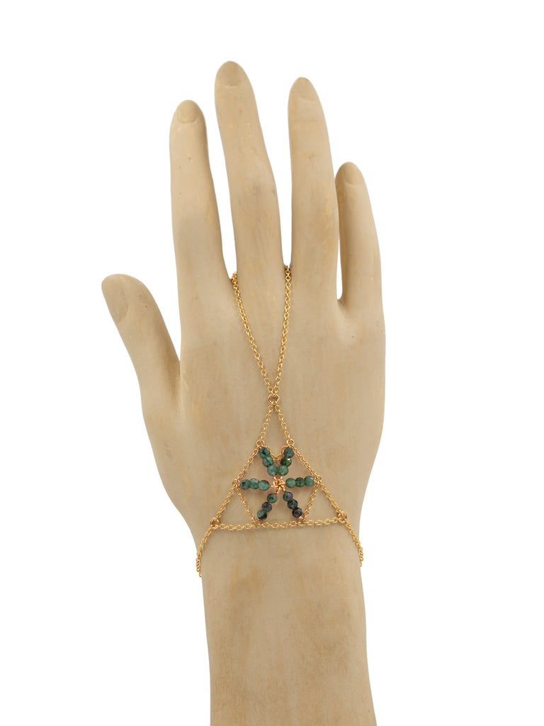 Pyramid Gemstone Hand Chain - Goldish