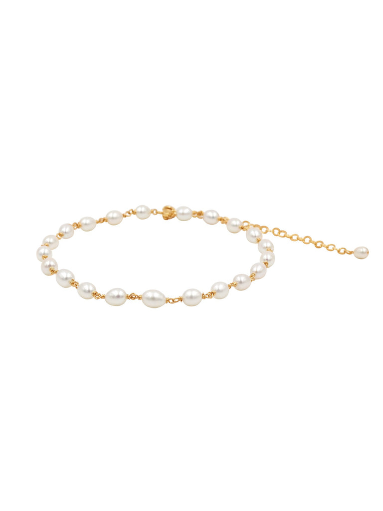 Pearl Choker Necklace - Goldish