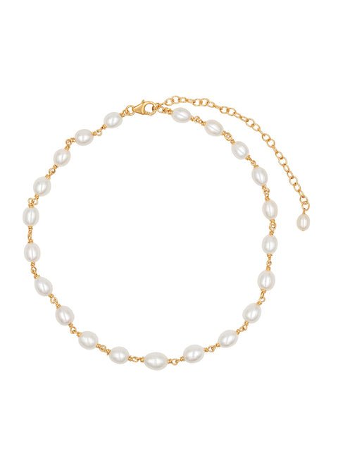 Pearl Choker Necklace - Goldish
