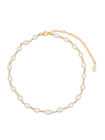 Pearl Choker Necklace - Goldish