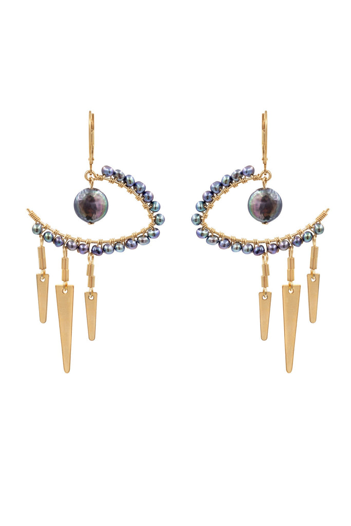 Eye of Ra / Horus Arrow Earring - Goldish