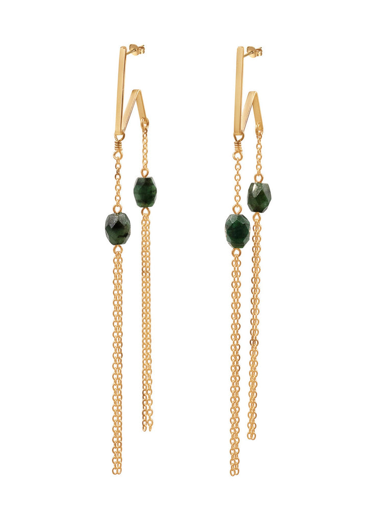 Doublicious Large Gemstone Earring - Goldish