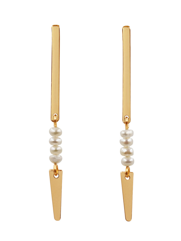 Spear Pearl Earring - Goldish