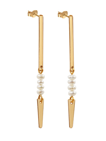 Spear Pearl Earring - Goldish