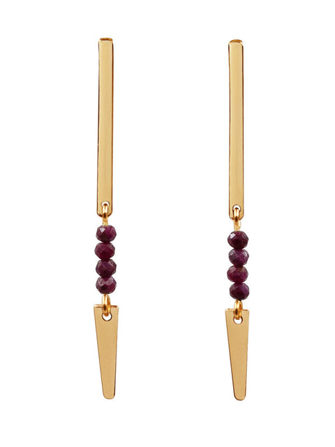 Spear Gemstone Earring - Goldish