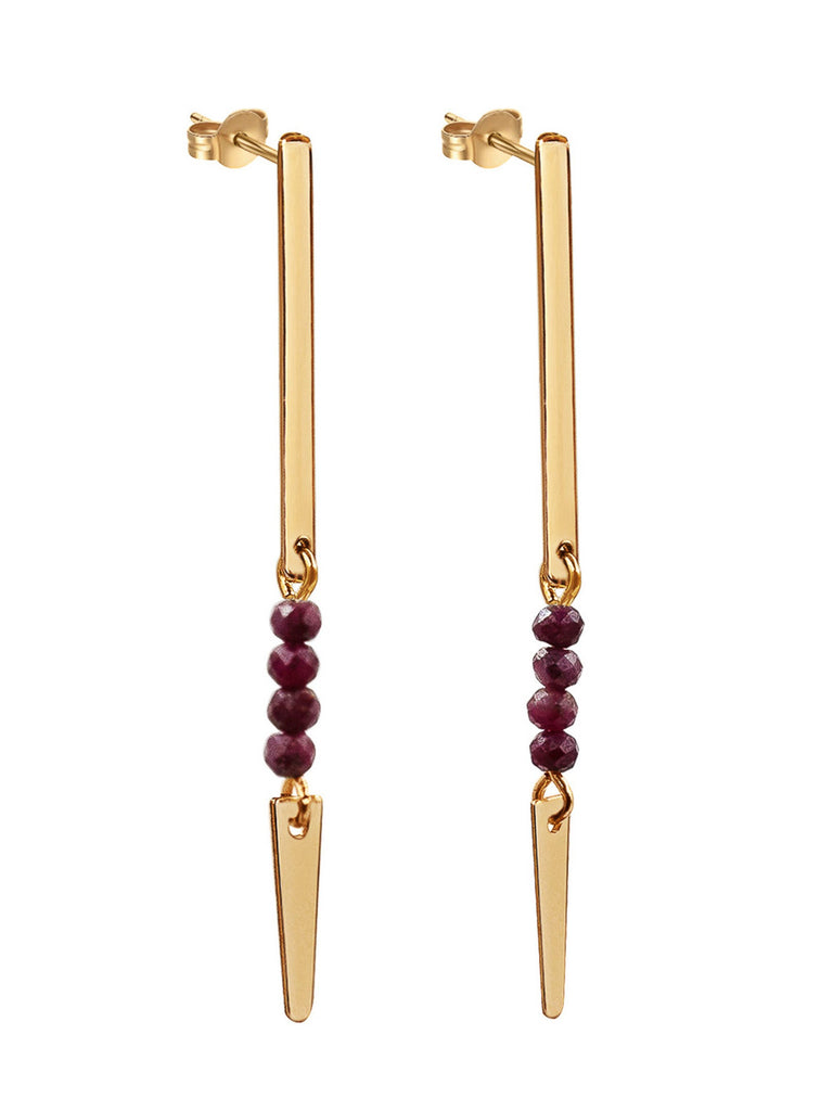 Spear Gemstone Earring - Goldish