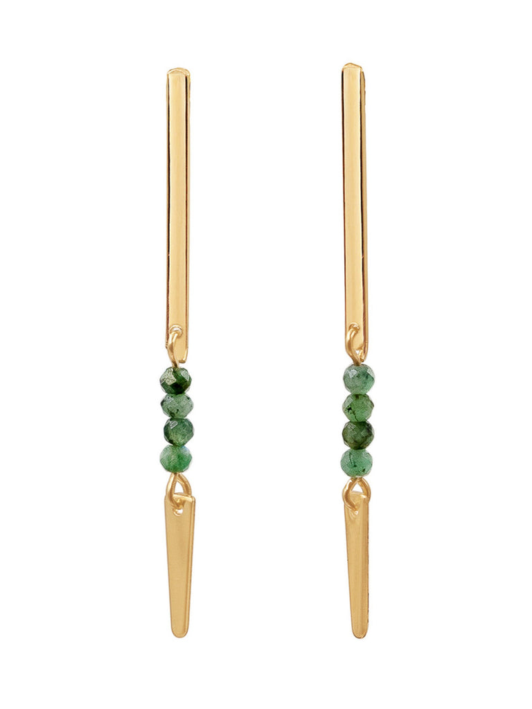 Spear Gemstone Earring - Goldish
