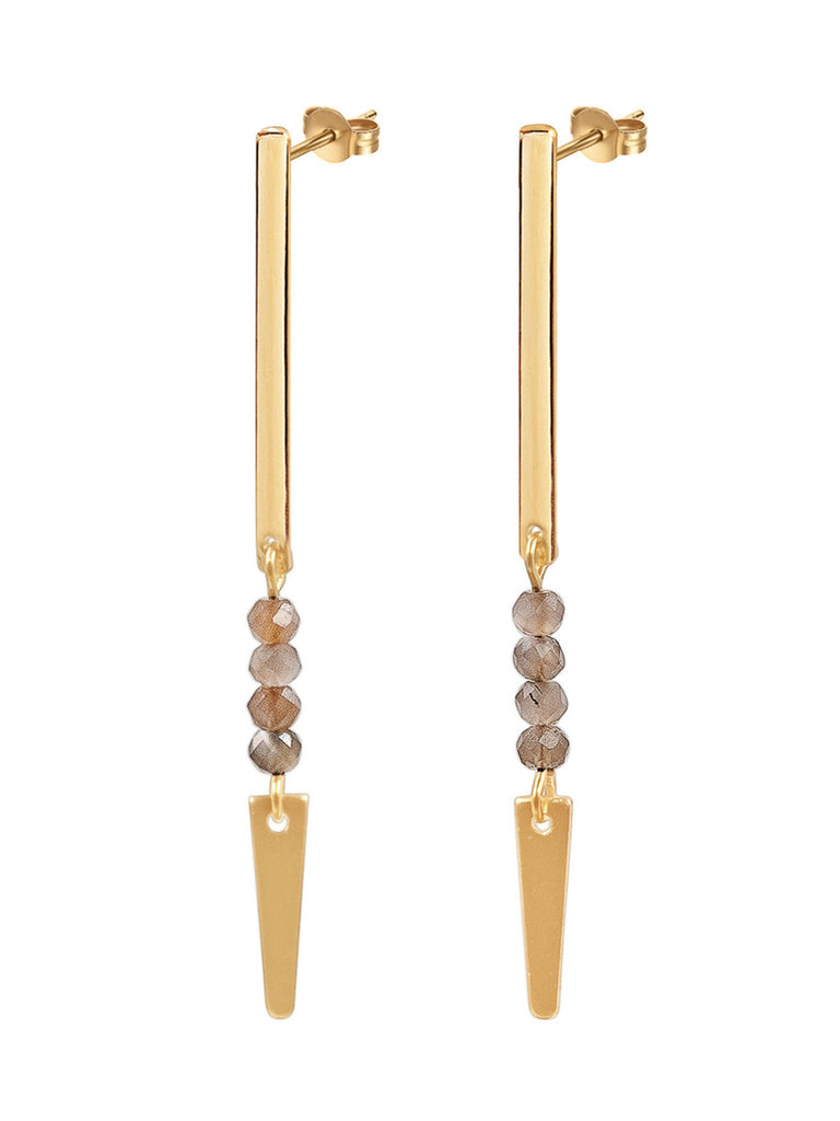 Spear Gemstone Earring - Goldish