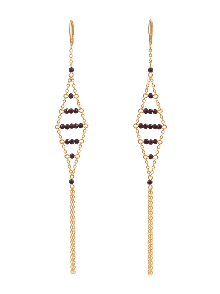 Pea Pod Gemstone Earring - Goldish